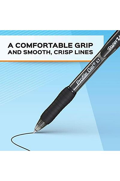 newells Paper Mate Gel Pen, Profile Retractable Pen, 0.7mm, Black, 4 Count