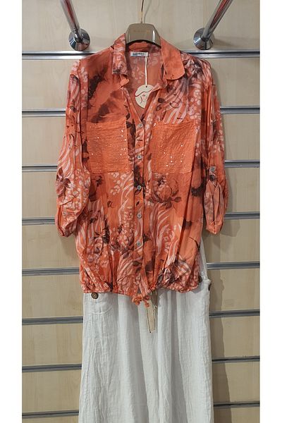 Park Moda Italian Shirt Sequin Detailed Authentic Pattern