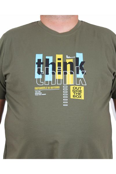 Starbattal Men's Plus Size Crew Neck T-Shirt Think 25184 Khaki