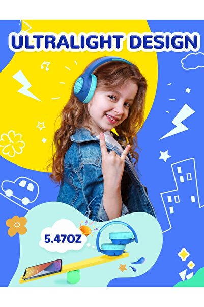 iClever Kids Headphones, Wired Over-Ear 85 dBA Volume Limit (Blue)