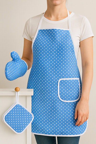 Pilloveland طقم مريلة مطبخ مكون من 3 قطع - مريلة مقاومة للماء - حامل مكون من قطعتين - قفاز فرن