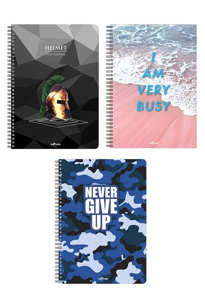 Le Color Set of 3 School Notebooks A4 2 Checkered 1 Line