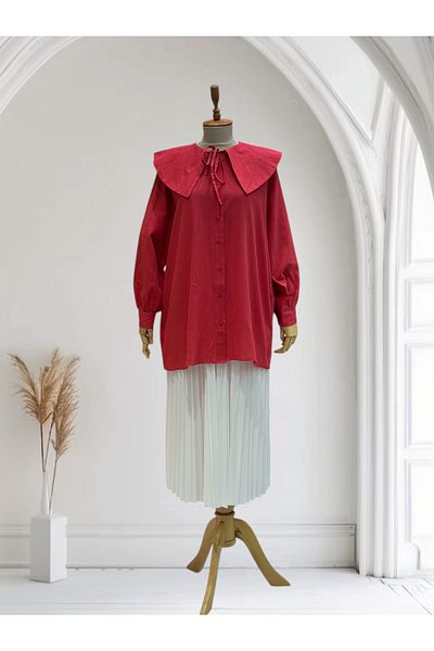 BUTİK SEPETİN Wide Collar Linen Shirt