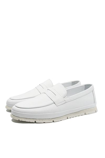 GORETTI Men's summer loafers white in leather