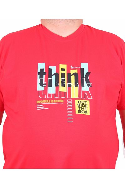 Starbattal Men's Plus Size Crew Neck T-Shirt Think 25184 Red