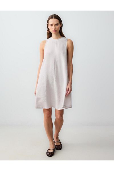 Jimmy Key Light Mink Relaxed Fit Round Neck Sleeveless Mini Dress