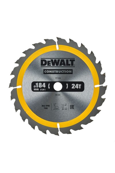 Dewalt - Disc de construcție pentru ferăstrău circular manual 184x16x1.8mm [D...