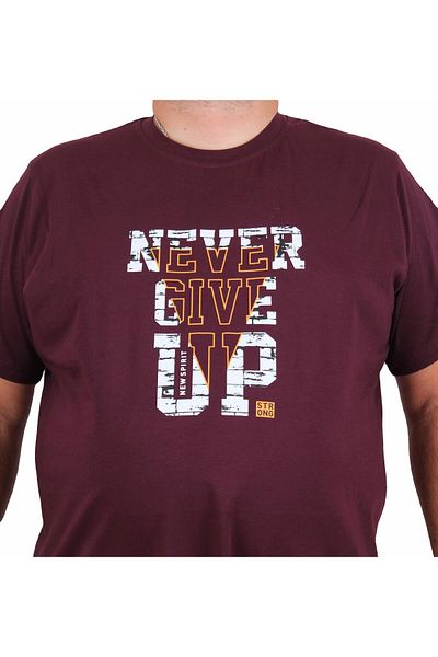 Starbattal Men's Plus Size Crew Neck T-Shirt Never Give up 25182 Murdum