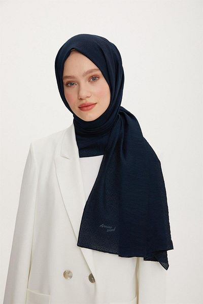 Armine Outlet, Organic Cotton Shawl - 3494 - Navy Blue