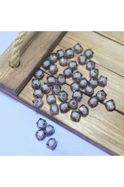 Prestij Boncuk مكعب أكريليك مطرز باللون الرمادي مقاس 10 مم، خرز مكعب لصنع حقائب المجوهرات (500 جرام، ~1100 قطعة)