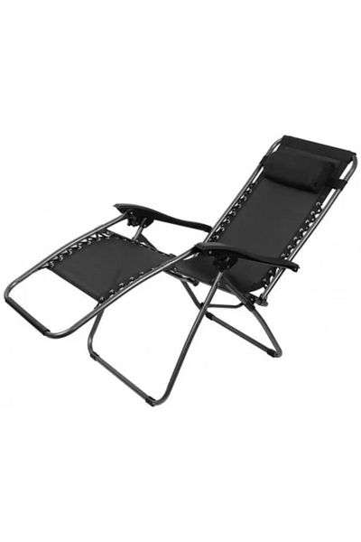 Strend Pro Garden sunlounger, metallic, foldable, black, max 120 kg, 177 x 66 x 108 cm, Sonora