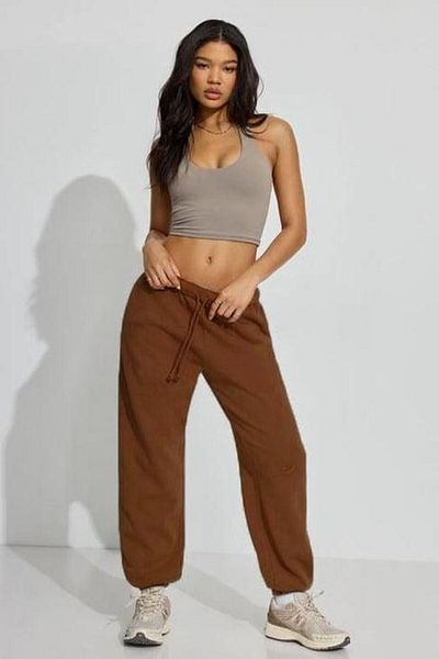 Madmext Brown Cuffed Cuff Pocket Women's Sweatpants Mg2540