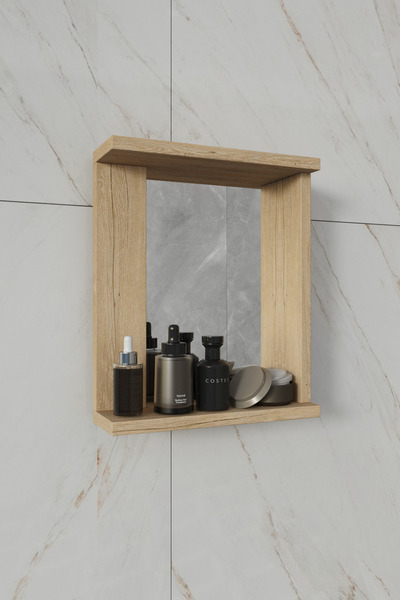 BALNEOM Menekşe Aynalı %100 Mdf Duvar Rafı