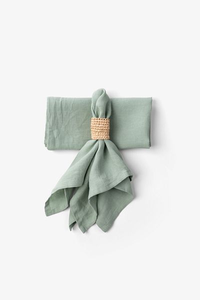 JOJOMIA Lona 2-Piece Linen Fabric Serving Presentation Napkin 45X45 Mint