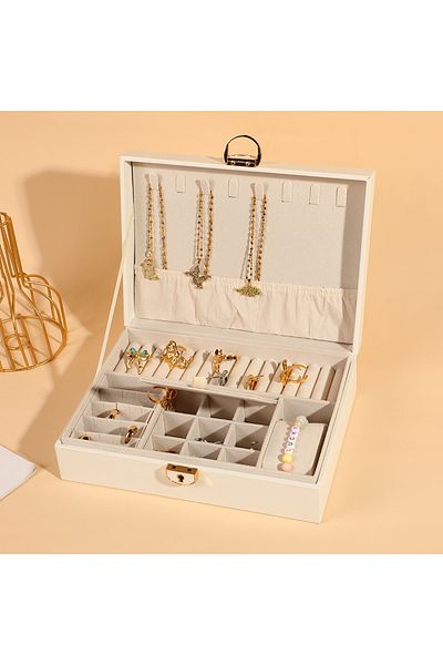 Arzu Güzel Cosmetics Leather Finish Multi Compartment Jewelry and Watch Organizing Box - Stylish and Lockable Jewelry Organizer