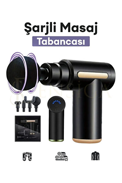 prokama Masaj Tabancası Sporcu Masaj Aleti 4 Başlıklı Şarjlı Titreşimli Sporc...