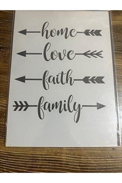 Dekoratif Yazı ve Ok Desenli Stencil – 35x25 cm