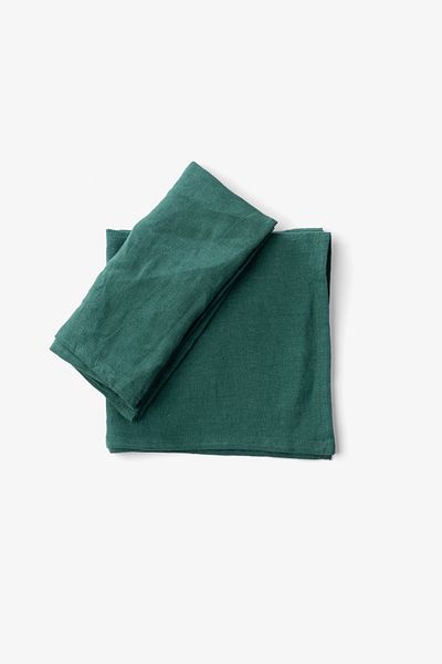 JOJOMIA Lona 2-Piece Linen Fabric Serving Presentation Napkin 45X45 Dark Green