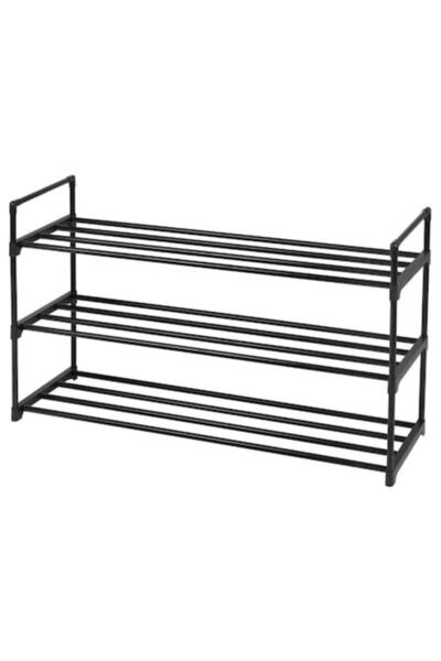 Glow Goods Metal Shoe Rack with 3 Shelves, Black