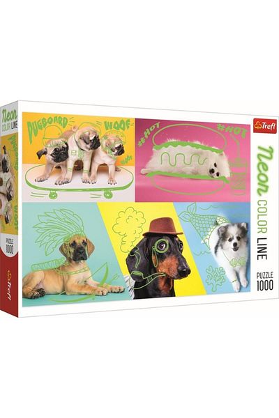 Trefl Puzzle 1000 Puppies in Neon Colors