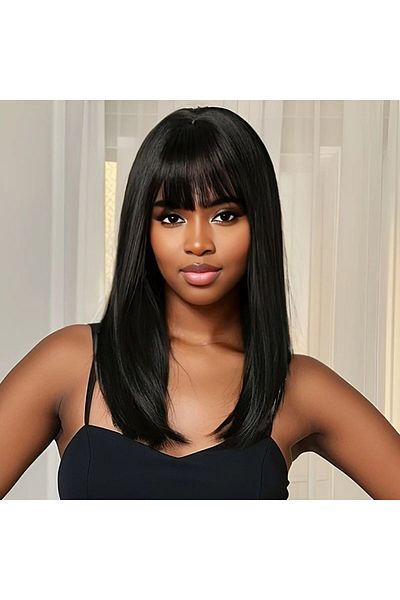 Generic Medium Long Black Hair Wig - High Temp Wire