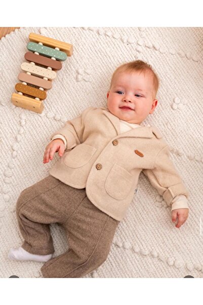 BİLGEN Style Boy Baby Cotton Combed 3-Piece Suit with Jacket Organic