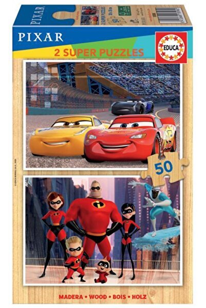 Educa Çocuk Educa Puzzle din lemn Mașini și incredibilii 2x50 piese