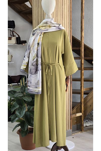NANTİREA Green Dress with Waist Lacing Detail