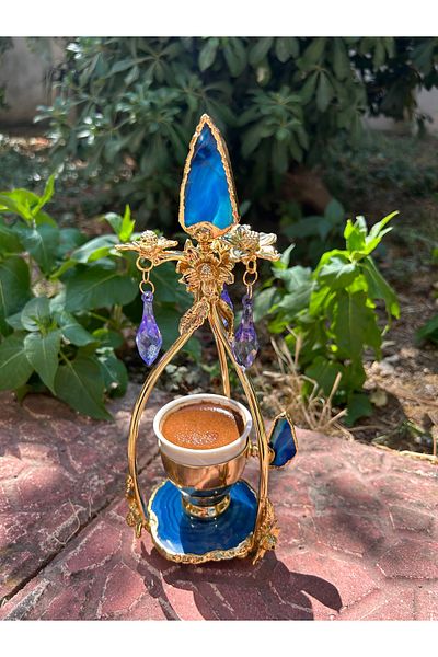 vanilya accessory Blue Natural Stone Gold Cup Menstrual Cup Single