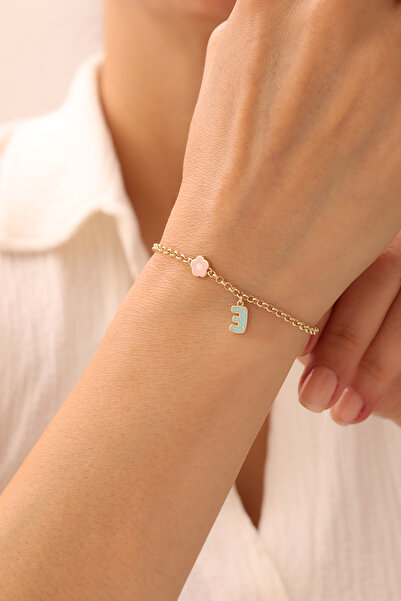 YAVUZ KUYUMCULUK 14 Ayar Altın Doch Zincir Harf Sallantılı Çocuk Bilekliği