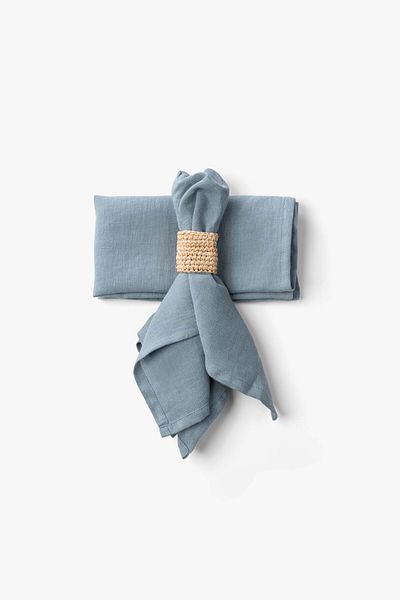 JOJOMIA Lona 2-Piece Linen Fabric Serving Presentation Napkin 45X45 Turquoise