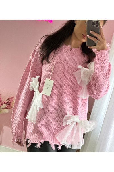 BiaBella Pulover accesorizat cu funde detasabile