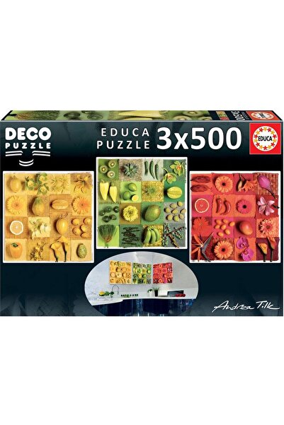 EDUCA Puzzle 3x500 Exotic fruits and flowers, Andrea Til