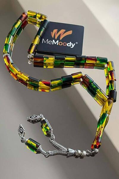 Memoody Alpaka Püsküllü Kapsül Kesim Sarı Hareli Toz Kehribah Erkek Tesbih