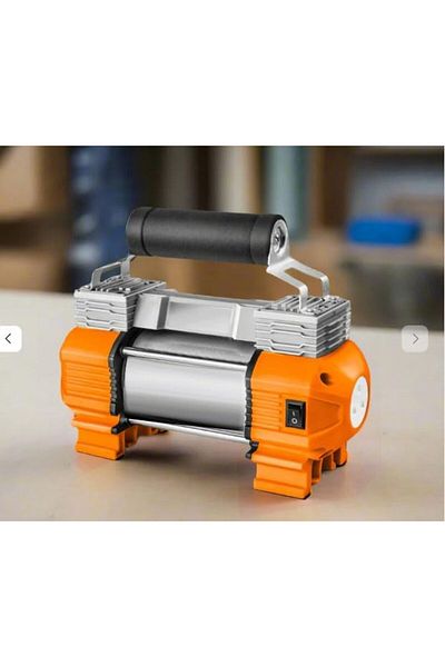 CFT Portable Double Cylinder Air Compressor Tire Inflator with LED Flashlight, 13.5V Compact Air Pump fo