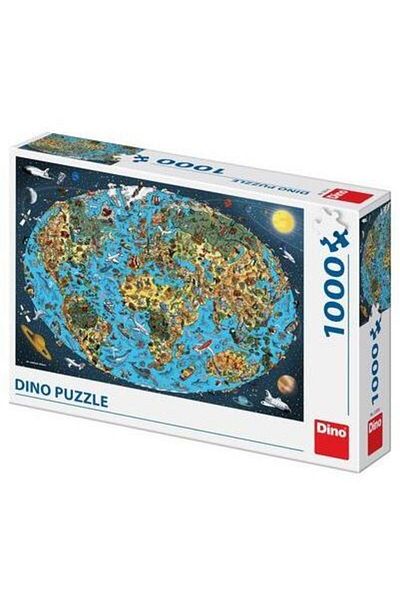 Dino Puzzle - World Map for Children (1000 pieces)