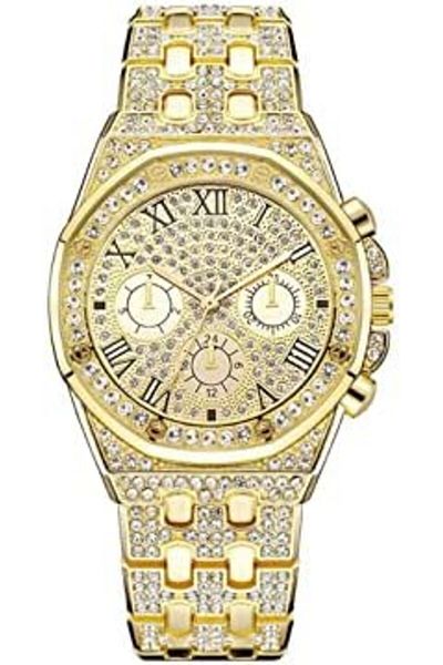 7 FRIENDS & WATCHES Kncevren Gold Diamond-Crystal Stainless Steel Wrist Watch for Men and Women