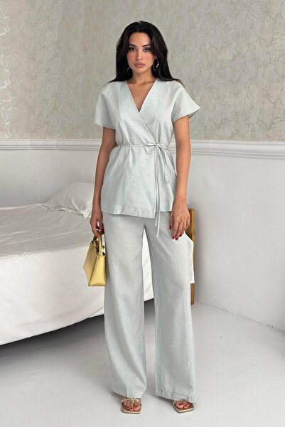 Serica Moda Σετ παντελονιών με ανοιχτό μπλε διπλό μπλουζάκι