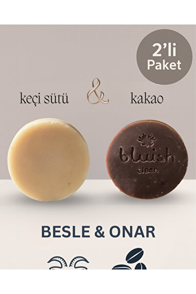 Bluish Clean Doğal Sabun 2’li Paket – Keçi Sütü & Kakao (100g x 2)