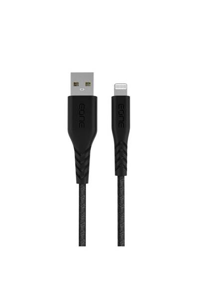 EONE كيبل شاحن اي ون USB الى Lightning بطول 1.2 متر قماش - اسود