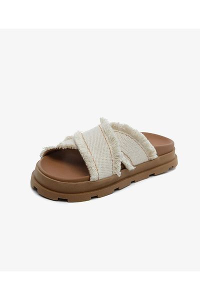 Greyder 34472 Ecru Genuine Leather Casual Women's Slippers