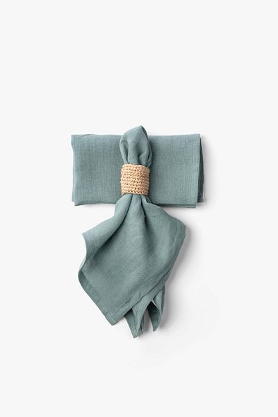 JOJOMIA Lona 2-Piece Linen Fabric Serving Presentation Napkin 45X45 Blue Stone