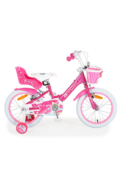 OEM Bicicleta cu roti ajutatoare pt fetite Byox Cupcake Roz 16 inch, varsta 4-6 ani, accesorii incluse