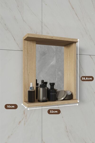 BALNEOM Menekşe Aynalı %100 Mdf Duvar Rafı