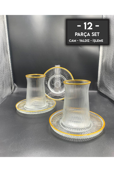 gkzglass home dekor New Year Elysia Mlc Gilded 12-Piece Luxury Tea Set New Product