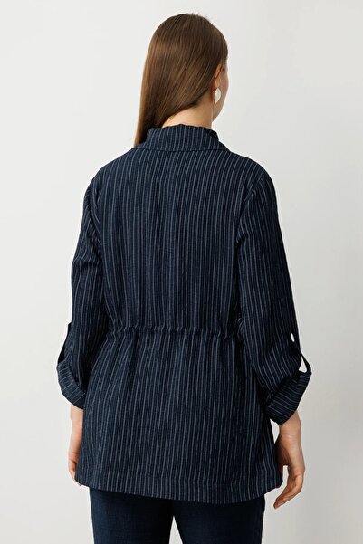 Ekol Zippered Striped Overcoat 07582