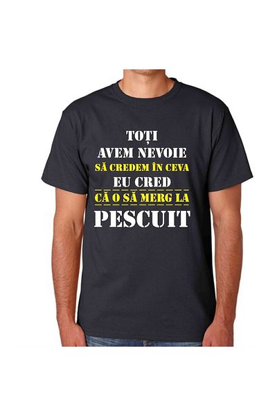 CRD PRINT Men's Custom T-Shirt, Black, 'I Think I'll Go Fishing', Size XL