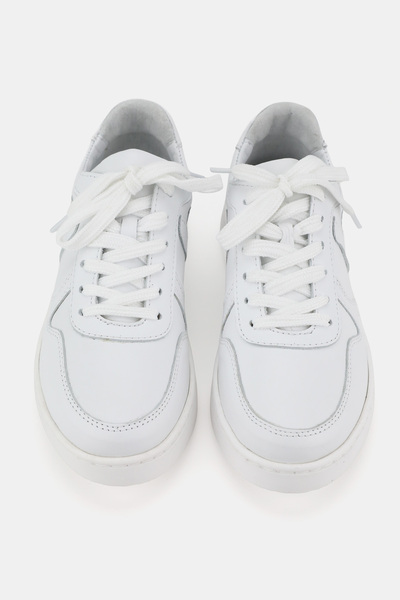 TUNAELLİ Women's White Khaki Leather 36-41 Number Lace up Flat Bottom Oxford Shoes