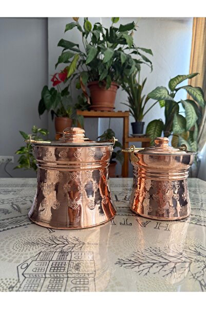 Erişim Bakırhanem Sebe Home طقم مكواة نحاس مكون من قطعتين 4.5 لتر - 2.5 لتر