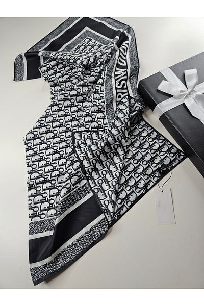 Webinay Home Cd Pattern Twill Scarf Double-Sided Silk Scarf Silk Scarf Hijab 2 Different Patterns